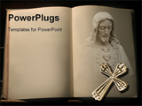 PowerPoint Template - Open book with Jesus Christ and cross
