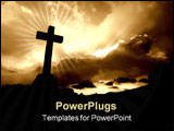 PowerPoint Template - christian cross silhouette and the clouds in sepia tone