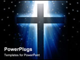PowerPoint Template - Cross on a dark blue background with glitters