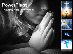 PowerPoint Template - Black and white image of a child praying.