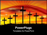 PowerPoint Template - cross silhouette and the clouds at sunset