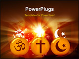 PowerPoint Template - Illustration of three rounds with religious symbols