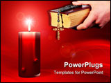 PowerPoint Template - A red candle on simple red background - rendered in 3d