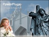 PowerPoint Template - Little blond girl counting the rosary and Easter lily