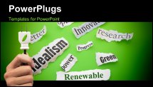 PowerPoint Template - Renewable themed newspaper headlines on green background