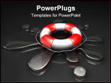 PowerPoint Template - d illustration of a large red and white lifesaver sitting on top of a clear puddle of water on a da