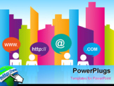 PowerPoint Template - City with different colors and people communication. vector illustrator