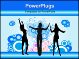 PowerPoint Template - dancing girls and beauty background in blue - illustration