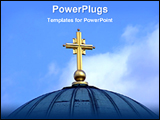 PowerPoint Template - golden cross with ball on the top of the church