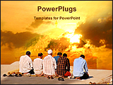 PowerPoint Template - muslims praying at sunset