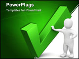 PowerPoint Template - Man and green check mark. 3d rendered illustration.