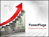 PowerPoint Template - 3d blue graph showing rise in dollar benefits or earnings