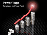 PowerPoint Template - 3d render of a graph showing rising profits