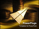 PowerPoint Template - Financial concept with paper plane and coins.