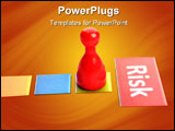 PowerPoint Template - risk business concept with red pawn on white