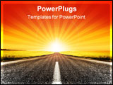 PowerPoint Template - Road travelling through a Canola Field at Sunset