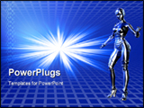 PowerPoint Template - Blue robot with technical background