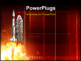 PowerPoint Template - Digital illustration of a rocket launching from platform
