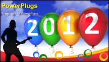 PowerPoint Template - New 2012 Year balloons multicolor blue green yellow red decoartion with silver text. Merry Christmas greeting card design element concept. Detailed CG image 3d render. Isolated on white background