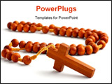 PowerPoint Template - Rosary with shallow dept of field studio isolated on white background