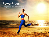 PowerPoint Template - Beautiful young woman running on a beach at sunset