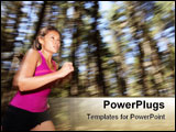 PowerPoint Template - unning, Female runner running fast at great speed in forest. Mot?on blurred image of beautiful Asia