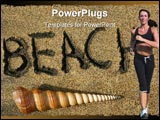PowerPoint Template - beach written in the sand and spiral seashell