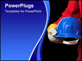PowerPoint Template - Man holding blue helmet over white close up
