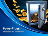 PowerPoint Template - 3d illustration of steel safe with gold bricks inside