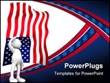 PowerPoint Template - hree dimensional render of a cartoon human figure saluting with the American flag in the background