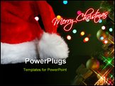 PowerPoint Template - Santa hat on black background with holiday lights