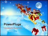 PowerPoint Template - an illustration of santa in his xmas sled or sleigh delivering his christmas gifts to everyone
