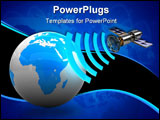 PowerPoint Template - 3d illustration of satellite broadcasting to earth globe
