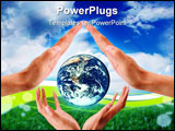 PowerPoint Template - Woman And Man Hands holds Earth Planet