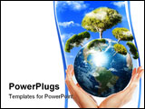 PowerPoint Template - Hands and Earth,symbol of environmental protection