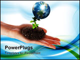 PowerPoint Template - Hands and Earth. Symbol of environmental protection