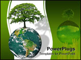 PowerPoint Template - lanet earth featuring the north and south american continents with an oak tree in full leaf in summ