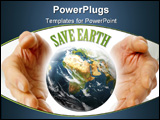 PowerPoint Template - business men holding earth between hands on white