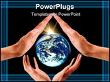 PowerPoint Template - Woman And Man Hands holds Earth Planet