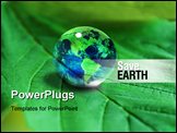 PowerPoint Template - the Earth in waterdrop on green leaf