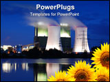 PowerPoint Template - save the nature concept with sunflower and oil power plant