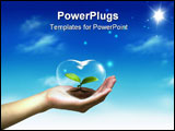PowerPoint Template - Nice decoration with hand heart and blue sky