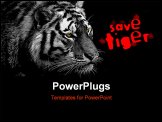 PowerPoint Template - BW low key tiger with yellow eyes for even stronger expression.