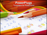 PowerPoint Template - color pencils and open arithmetic exercise book