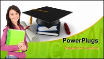 PowerPoint Template - 3d school graduation cap isolated on white