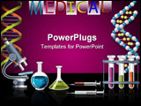 PowerPoint Template - Science and Genetics icons - DNA strand and laboratory equipment