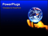 PowerPoint Template - Human hand and planet Earth protecting environment