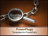 PowerPoint Template - 3d illustration of a simple magnifying glass hovering over top of a chrome metallic chain