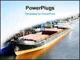 PowerPoint Template - sea ship in the port and copyspace for text