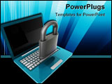 PowerPoint Template - Computer internet security illustration with lock and notebook